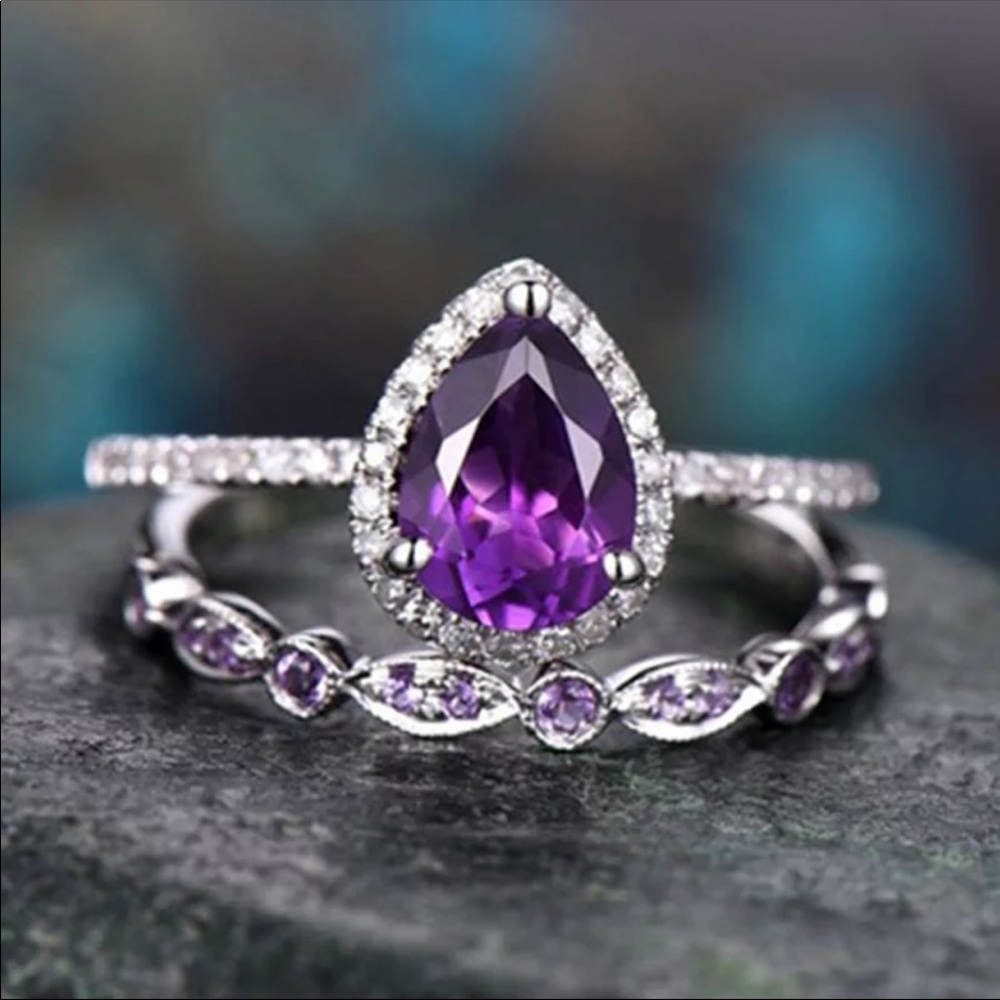 New sterling silver purple stone engagement rings